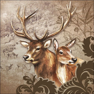 Ambiente Serviette Couple Deer braun